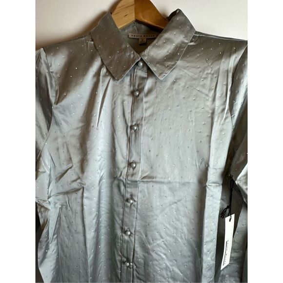 Silver Rhinestone button up shirt long sleeve - Picture 5 of 10